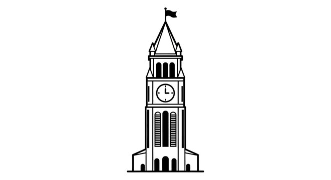 Clock tower with flag on top.