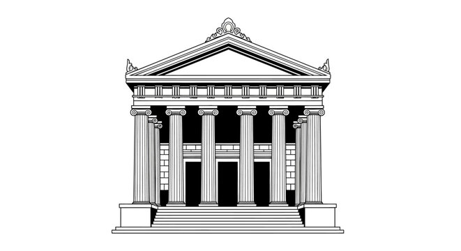Classic Building with Columns and Pediment.