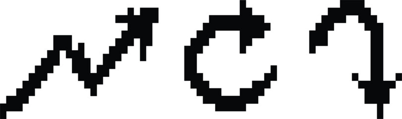 Obraz premium Retro pixel navigation symbols collection featuring abstract arrows and movement indicators