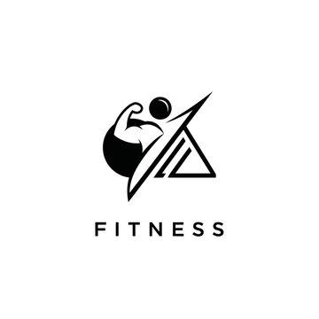 Fitness logo with flexing arm.