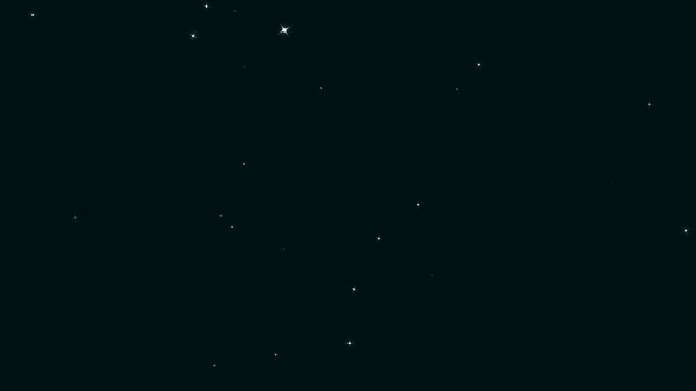 Twinkling stars glow and sparkle on black background. Loop able beautiful stars twinkling at night. star glow fields flying in galaxy space starburst light.