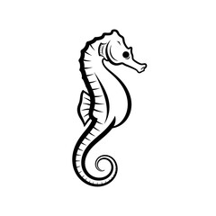 Fototapeta premium Seahorse side view black and white.