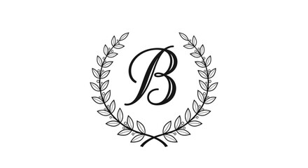 Fototapeta premium Monogram Letter B with Laurel Wreath.