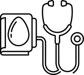 Fototapeta premium Medical, healthcare icons, stethoscope, blood bag, line art