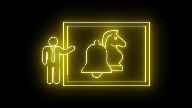 Neon Art Presentation - Chess Knight, Bell, and Presenter.