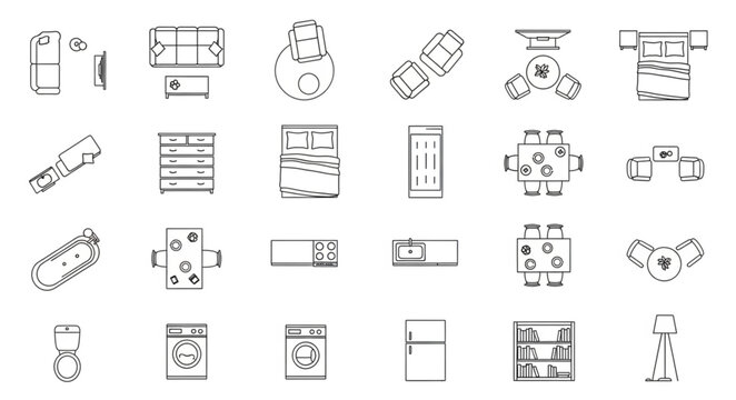 Diverse Furniture Collection - Top-Down View of Home Essentials.