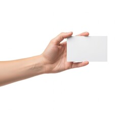 Obraz premium A hand holding a blank white rectangular card or device