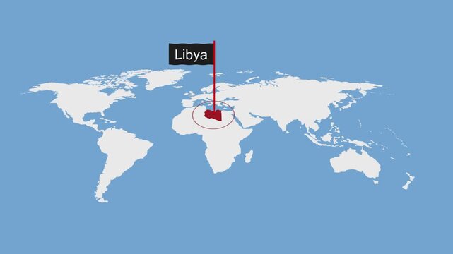 Libya Geographic Location on Minimal World Map Animation