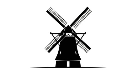 Black silhouette of a windmill. © rohmat