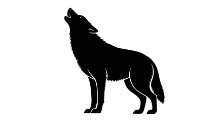 Black silhouette of a wolf howling. © rohmat