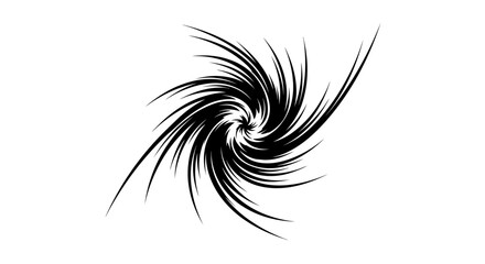 Black swirling abstract feather design element. © alvin