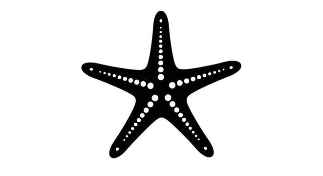 Black starfish with white spots.