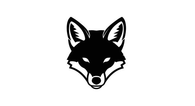 Black wolf head illustration face closeup.