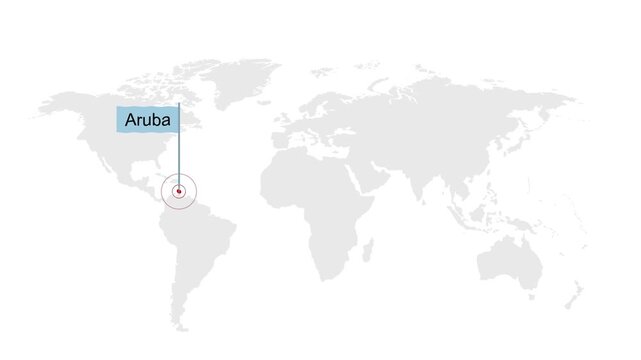 Aruba Map Location Pointer Animation on World Map