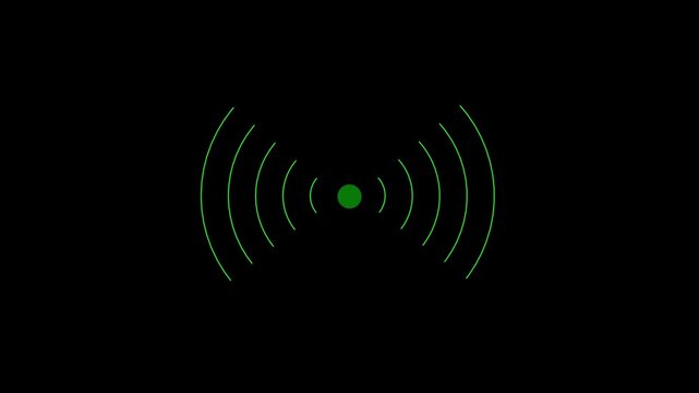 Green radio wave signal animation loop, wireless communication concept, digital network pulse connection