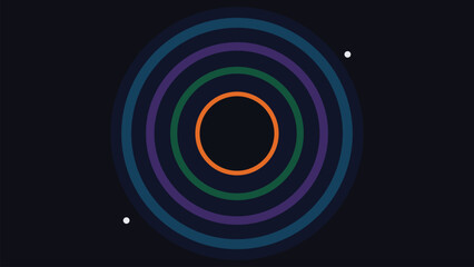 Abstract concentric circles and planetary rings on dark background. © Modern Icon Hub