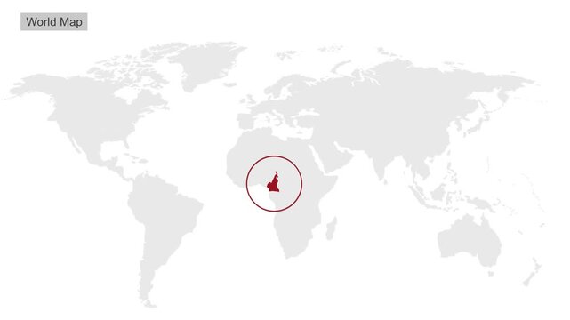 Cameroon Country Location Animation on Digital World Map