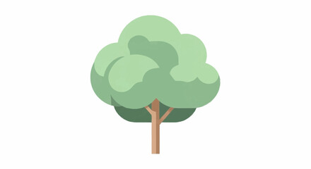 A large green tree with a brown trunk stands alone in a natural setting. © Andreas