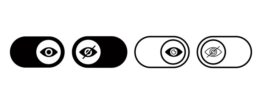 Eye visibility toggle icons for show hide password interface design set