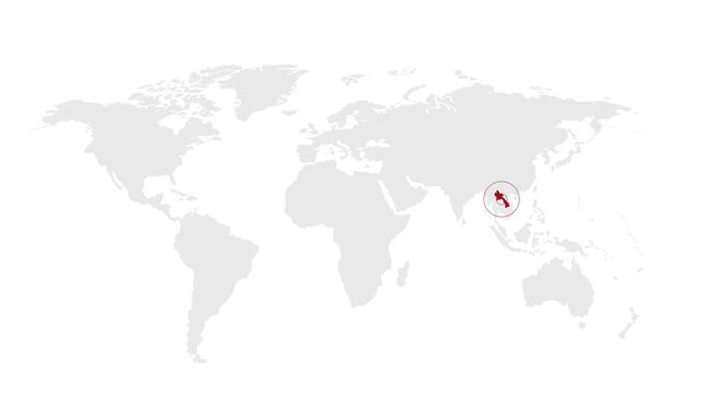 Laos Location Highlight on Global Map with Zoom Animation