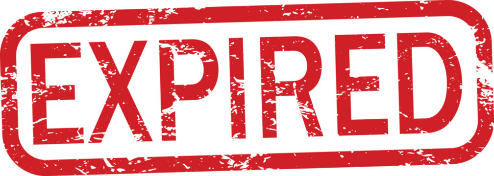Bold red 'expired' stamp a visual representation of time's passage and product validity