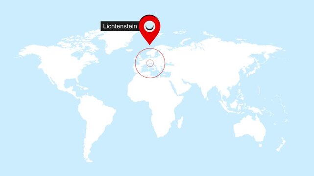 Lichtenstein Map Pin Location Animation Global World Map Concept