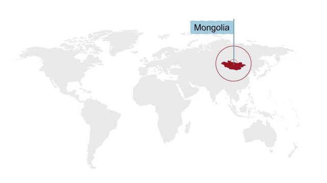 Mongolia Location Pin on World Map for Travel Concept