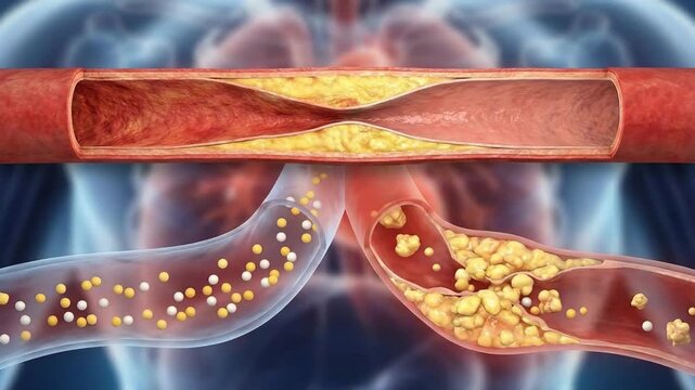 Vascular system comparison: cholesterol level, artery health, healthy balance, lipid profile, plaque buildup, heart concern, body channel, arterial problem, blood flow.
