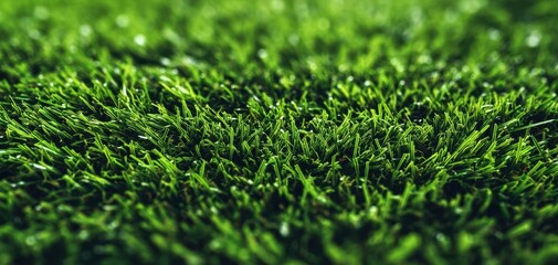 Naklejka premium The Grass Close Up Showing Vibrant Green Lawn Texture and Morning Dew