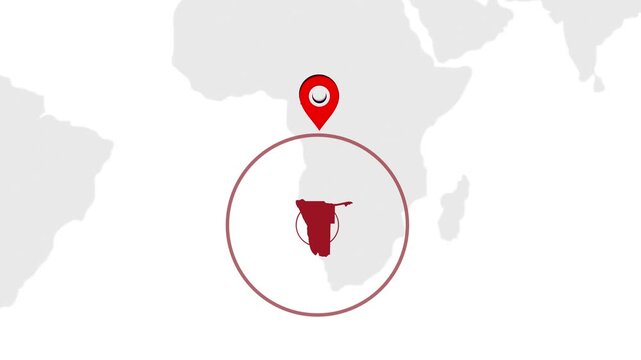 Namibia Country Location Animation on Digital World Map
