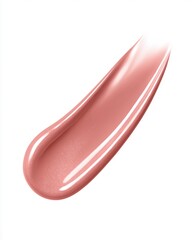 Fototapeta premium A smooth, glossy swatch of pink lip gloss with a shiny finish. This image is ideal for beauty product advertisements and cosmetic packaging design.