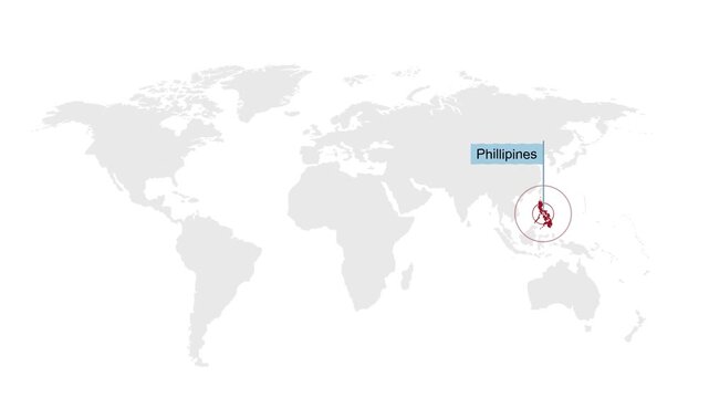 Phillipines Location Pin on World Map for Travel Concept