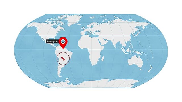 Paraguay Location on World Map with Pin Marker Illustration