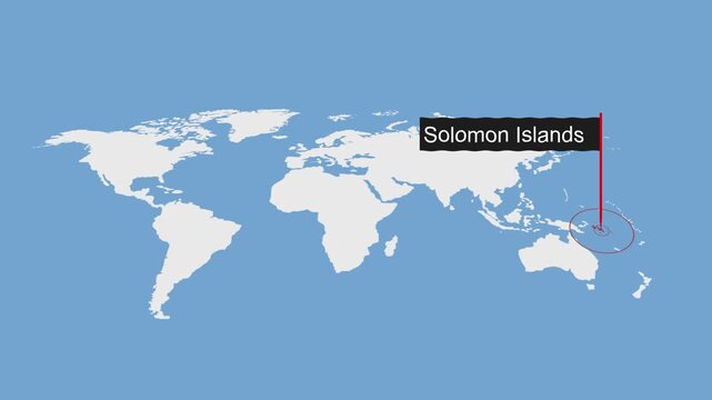 Solomon Geographic Location on Minimal World Map Animation