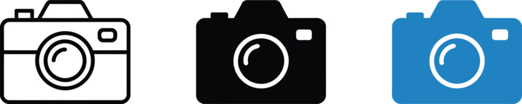 Slr camera icons collection displaying professional photo equipment for photography studio branding