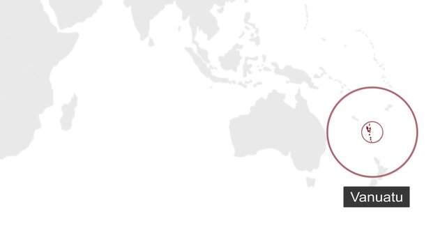 Vanuatu Location on Dark Theme World Map Animation