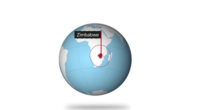 Zimbabwe Map Pointer with Global Context
