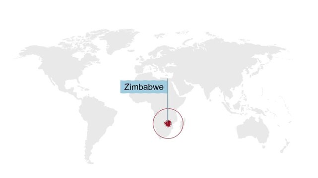 Zimbabwe Location Pin on World Map for Travel Concept