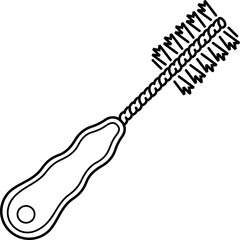 Obraz premium Internal wire brush tool for copper pipe cleaning and plumbing system maintenance. Vector outline icon.