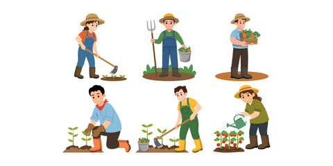 Fototapeta premium Activities of a Farmer Illustration