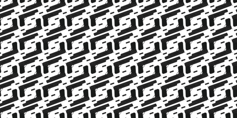 Gun silhouette repeating pattern on white background. Tactical equipment pattern © rymarenko