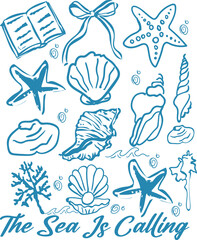 Fototapeta premium Book Girl Summer Seashell Coquette Beach Shirt Design