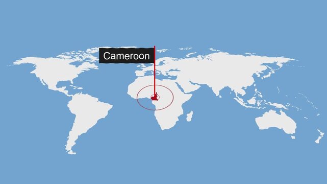 Cameroon City Location on World Map Animation Concept