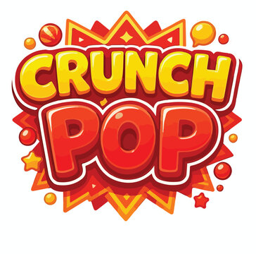Vibrant "Crunch Pop" logo with energetic comic book style lettering and exploding starburst elements, ideal for fun branding.