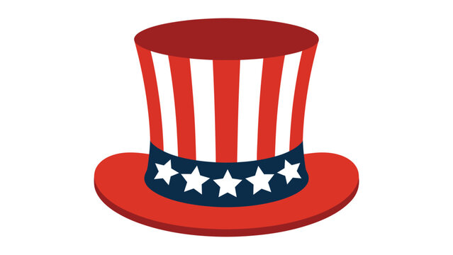 Patriotic uncle sam hat illustration with american flag colors stars and stripes symbolizing usa identity freedom independence and national pride concept