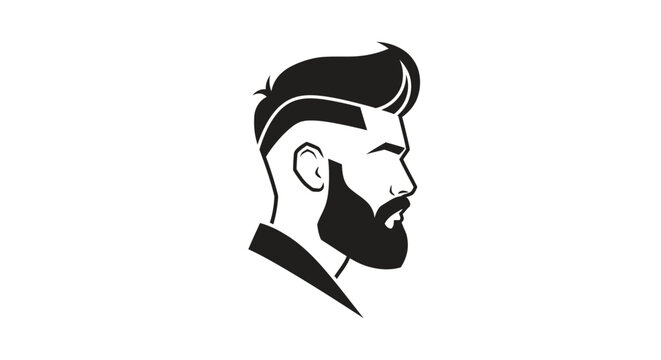 Stylish bearded man profile icon for barbershop logo