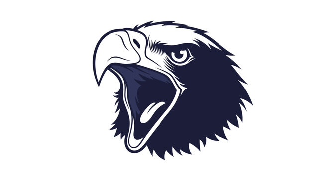 Powerful bald eagle head illustration roaring