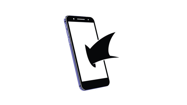 Cyber security concept featuring a black shark fin emerging from a smartphone screen representing digital threats and phishing.