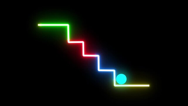 Growth trend line graph.Abstract glowing neon line business graph growth to down.