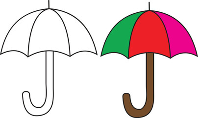 Coloring book for kids, umbrella graphics